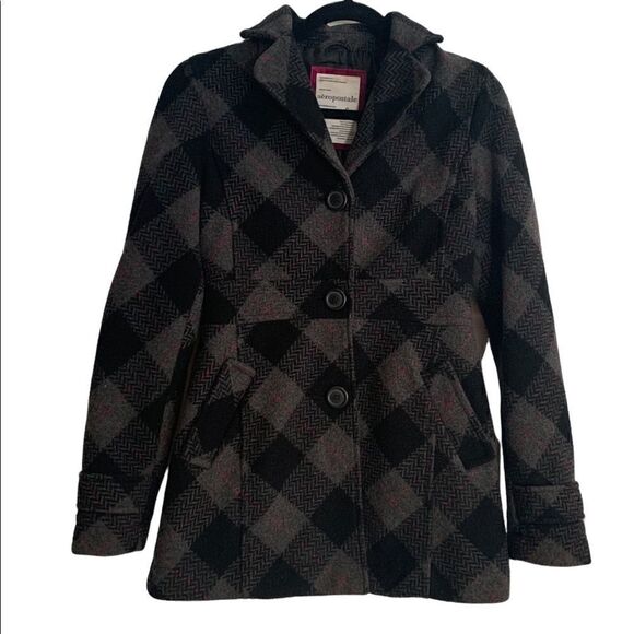 Aeropostale Pea Jacket Black/Gray Size S/P - Picture 1 of 6